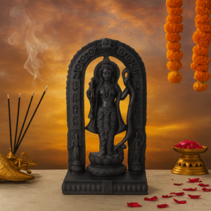 Divine Lord Rama Idol Statue with Arch – Premium Black Finish with Traditional Carving