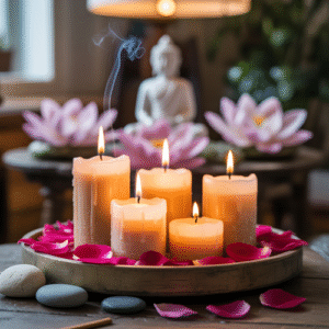 Set of 5 Meditation Candles for Chakra Cleansing & Healing